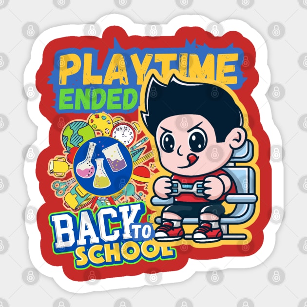 Playtime Ended back to school now, kindergarten,kids Sticker by twitaadesign